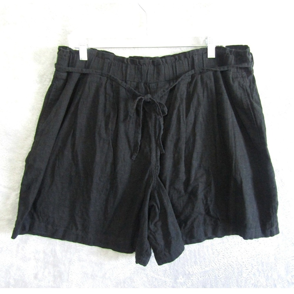 Universal Thread Black Linen Blend Paperbag Shorts Womens XL High Rise Tie Waist